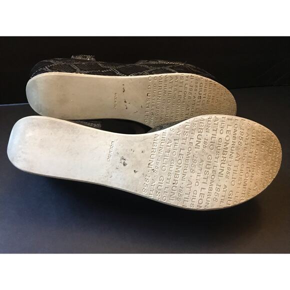 Attilio Giusti Leombruni Black Snake Skin Leather Platform Sandals Size 38.5 - Picture 12 of 12